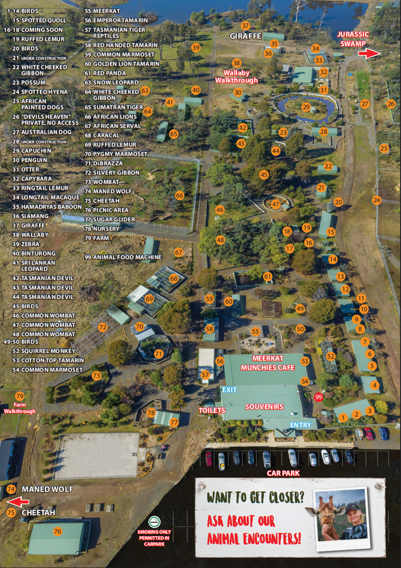 Tasmania Zoo Map